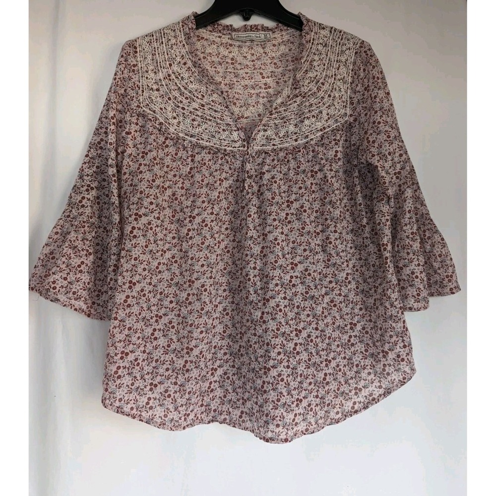 Abercrombie & Fitch Shirt Womens M Blouse Lightweight Floral Boho Babydoll Top